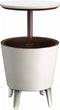 Keter bijzettafel drinkkoeler coolbar cocktailtafel 50x57-85cm 30L wit-bruin