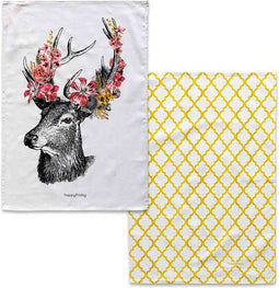 Keukendoek HappyFriday Reindeer Multicolour 70 x 50 cm (2 Stuks)