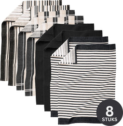 Keukenhanddoek MULTILINES 50x70cm - set/8 - zwart