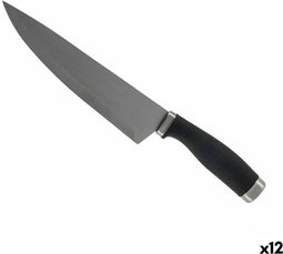 Keukenmes 5 x 2 x 33 cm Zilverkleurig Zwart Roestvrij staal Plastic (12 Stuks)