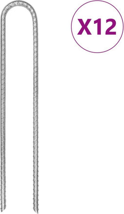 vidaXL - Tentharingen - 12 - st - U-vormig - Ø7 - mm - 30 - cm - gegalvaniseerd - staal