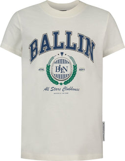 Ballin Amsterdam - Jongens Slim Fit T-shirt - Katoen 100% - Wit - Maat 164