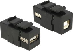 Keystone USB2.0 - USB-A - USB-B module zwart