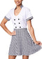 Dressforfun Vrouwenkostuum - Chef-kokkin - Korte jurk met koksmuts - (S)