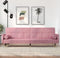 vidaXL - Slaapbank - met - kussens - fluweel - roze