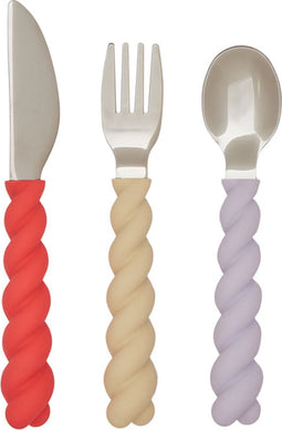 OYOY Mellow Bestekset - Set van 3 - Lavender/Vanilla/Cherry Red