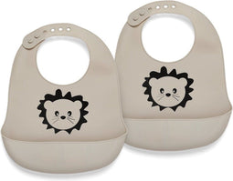 Nuuroo Alfie - Slabbetje - Siliconen - 2-pack met print - Beige