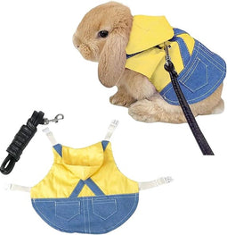 Verstelbaar Konijnentuigje en Riem Set - Hoogwaardig Denim en Katoen - Comfortabel en Veilig voor Kleine Dieren