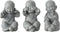 J-Line figuur Monnik Horen/Zien/Zwijgen - polyresin - grijs - large - 3 stuks