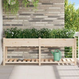 vidaXL - Tuinplanter - met - Plank - 203x53x76 - cm - Massief - Hout - Vuren
