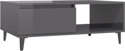 vidaXL - Salontafel - 90x60x35 - cm - bewerkt - hout - hoogglans - grijs
