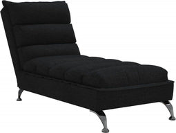 vidaXL - Chaise - longue - met - kussens - stof - zwart