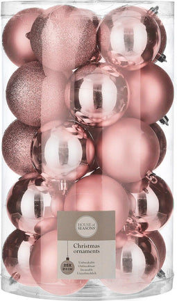 House of Seasons - Plastic Kerstballen Set - 25 Stuks - Ø8 cm - Roze (25 stuks)