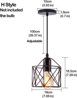 Homestyle Pro Mk001-B Industriële Hanglamp 18X18.5 Cm Zwart/Metaal