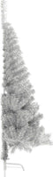 vidaXL - Kunstkerstboom - half - met - standaard - 150 - cm - PET - zilverkleurig