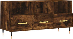 vidaXL - Tv-meubel - 102x36x50 - cm - bewerkt - hout - gerookt - eikenkleurig