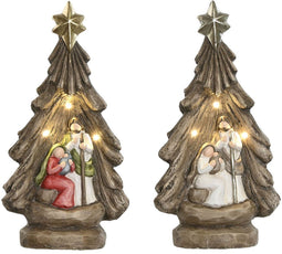 Kerststal set Home ESPRIT Groen Grijs Magnesium 23 x 13,5 x 45 cm (2 Stuks)