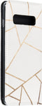 Design Softcase Booktype Samsung Galaxy S10 hoesje - Grafisch Wit / Koper