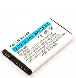 Battery LG KU380, KP100, KP130, Li-ion, 3,7V, 600mAh, 2,2Wh