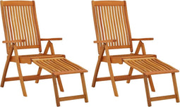 vidaXL - Tuinstoelen - met - voetensteunen - 2 - st - inklapbaar - eucalyptushout