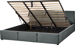 BOUSSE - Tweepersoons boxspring - Grijs - 180 x 200 cm - Fluweel