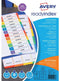 Tabbladen Avery Readyindex 9-gaats 12-delig 1-12 assorti - 10 stuks
