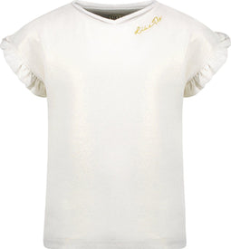 Like Flo F211-5440 - Meisjes T-shirt - Ruffle mouwen - Off white