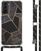 iMoshion Hoesje Geschikt voor Samsung Galaxy S21 Plus Hoesje Met Koord - iMoshion Design Hoesje met Koord - Zwart / Meerkleurig / Goud / Black Graphic
