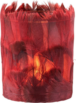 J-Line theelichthouder Veren - glas - bordeaux - small - 2 stuks