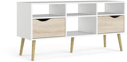 TV-meubel - 4 nissen 2 lades - Wit/Eiken - 117,2 x 39,1 x 57,4 cm - TVILUM