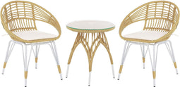 PELLARO - Bistroset voor 2 - Natuurlijk/Wit - PE rotan