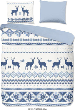 Good Morning Dekbedovertrek "rendieren" - Blauw - (135x200 cm) - Katoen Flanel