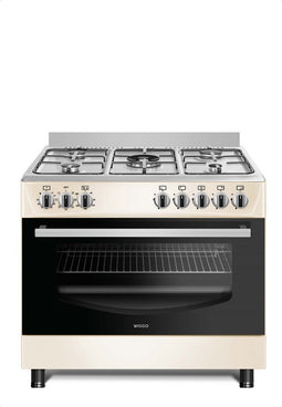 Wiggo WO-E903R - Gasfornuis - 5 Kookzones - 110L Oven - Wokbrander - Zwart Inox