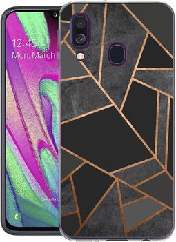 iMoshion Hoesje Geschikt voor Samsung Galaxy A40 Hoesje Siliconen - iMoshion Design hoesje - Zwart / Meerkleurig / Goud / Black Graphic