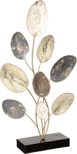 Decoratie - Gouden/zilveren decor bladeren van staal