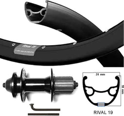 Kgs Achterwiel 28 inch (622) velg rival 19 zwart cassette 8-10 v disc