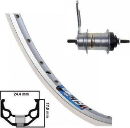 Kgs Achterwiel 28 inch (622) zac19 zilver nexus 3 remnaaf