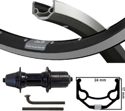 Kgs Achterwiel 28 inch (622) zac19 zw/zilver cassette 8-9 sp uitval