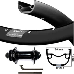 Kgs Voorwiel 27,5 inch (584) rival21+spaak zwart disc centerlock uitval