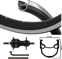 Kgs Voorwiel 28 inch (622) velg zwart spaken zwart rollerbrake vaste as