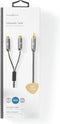 Subwoofer-Kabel - RCA Male - 2x RCA Female - Verguld - 0.20 m - Rond - 4.5 mm - Gun Metal Grijs - Cover Window Box