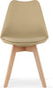 Stoel MARK - Donkerbeige, Beukenhouten Poten, Kunststof Zitting met Kunstlederen Kussen, Strak Design, Ergonomisch, Geschikt voor Keuken, Eetkamer, Kantine en Werkruimte, Max. 120 kg