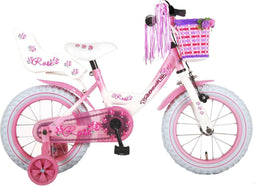 Volare Rose Kinderfiets - Meisjes - 14 inch - Roze/Wit - 95% afgemonteerd