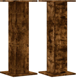 vidaXL - Plantenstandaards - 2 - st - 30x30x80 - cm - bewerkt - hout - gerookt - eiken