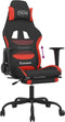 vidaXL - Gamestoel - met - voetensteun - stof - zwart - en - rood