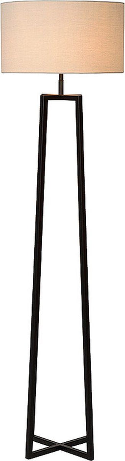Atmooz - Vloerlamp Potsdam - Woonkamer - Staande Lamp - Stalamp - Staanlamp Industrieel - Zwart - Met Witte Kap - Metaal - Hoogte 168cm