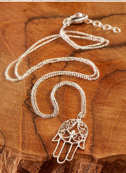 Khamsa - Hamsa ketting 48cm-Zilver