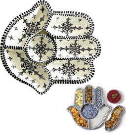 Khamsa schaal serveer set zwart-wit - serveer bord