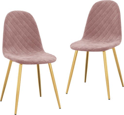 vidaXL - Eetkamerstoelen - 2 - st - fluweel - roze