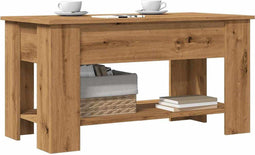 vidaXL - Salontafel - 101x49x52 - cm - bewerkt - hout - artisanaal - eikenkleur